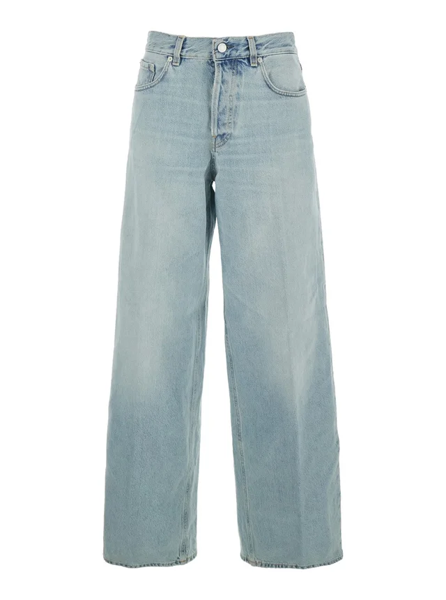 HAIKURE Blue Jeans with Belt Loops and Logo Patch on the Back in Denim Woman, photo 2 of 6 from Gaudenzi Boutique