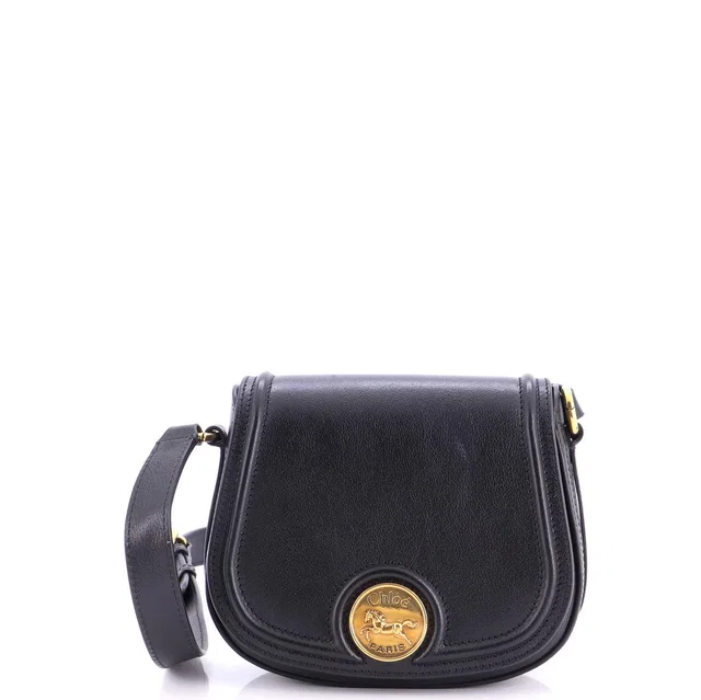 Chloé Horse Medal Saddle Bag Leather in black Leather from Rebag