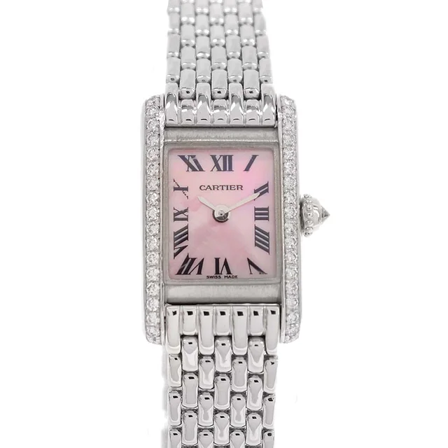 Cartier Tank Mini 19mm Ref.1371 Quartz Watch 18KWG Diamond Pink Shell in Pink from AMORE Vintage Tokyo