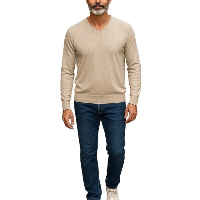 Lanvin Sweater Pullover Beige Tan Men's Medium Long Sleeve V-Neck Silk Cotton in neutral|brown Silk from Poshmark