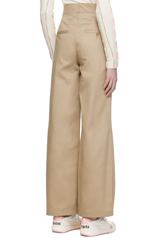 Palm Angels Beige Reversed Waistband Trousers, photo 3 of 3 from SSENSE