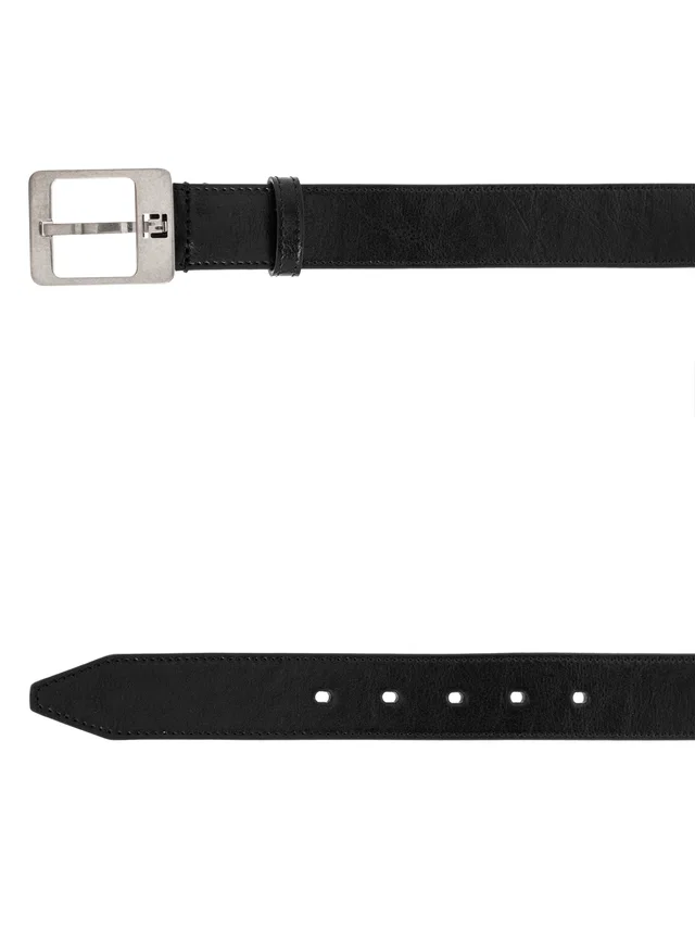 Fendi Ff Monogram Buckle Belt — Black Leather in Black Leather from HEWI