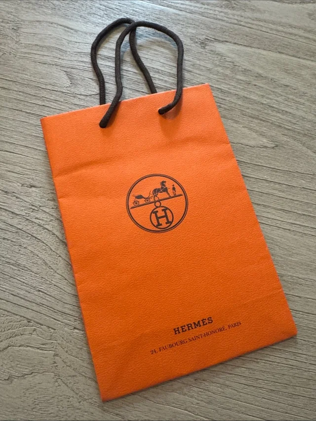 Hermès Orange Gift Bag With Dark Brown Rope Handles in brown|red|orange from Poshmark