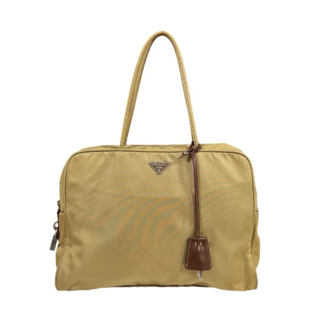 Prada Handbag Nylon Beige in Beige Nylon from The Reluxe