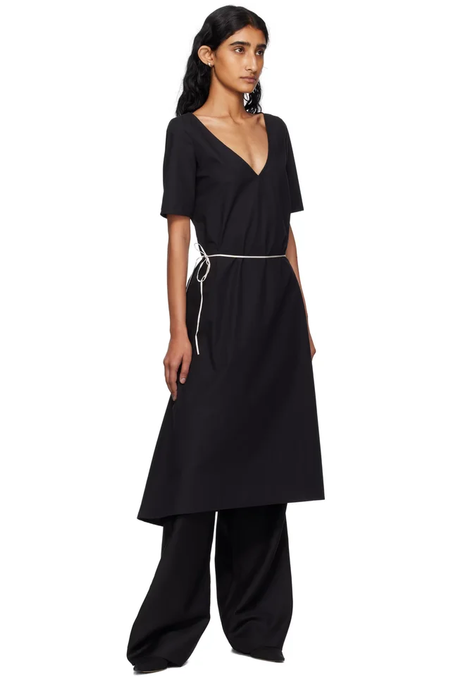 BAMBOU ROGER KWONG Black Cotton Poplin Midi Dress, photo 5 of 5 from SSENSE