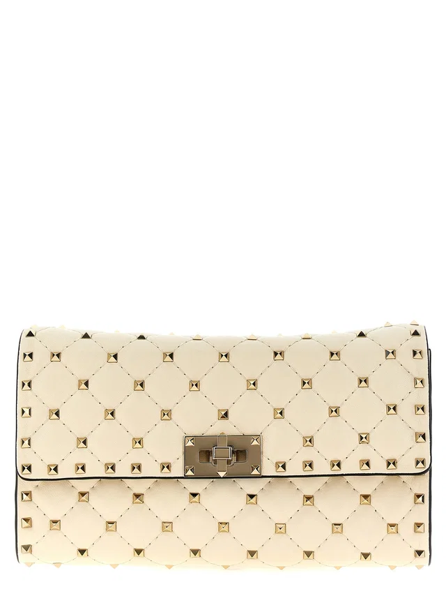 Valentino Garavani Rockstud Spike Shoulder Bag — Beige Quilted Nappa Leather in Beige Nappa leather from HEWI