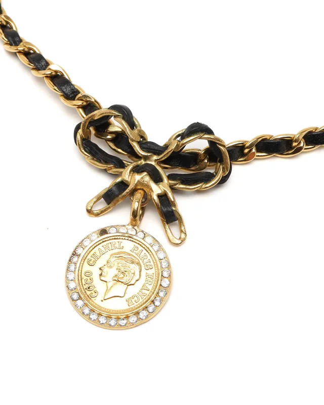 Chanel Ribbon Coco Leather Chain Choker in Leather from A Retro Tale, photo 2 of 4