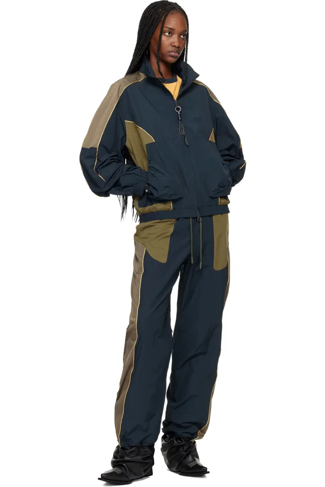 Andersson Bell Navy & Khaki Color Block Nylon Track Pants, photo 4 of 4 from SSENSE