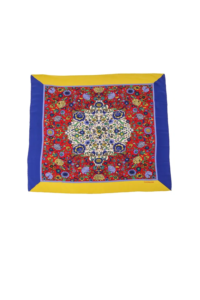 Versace Ornate Floral Print Scarf in Silk from Recess LA