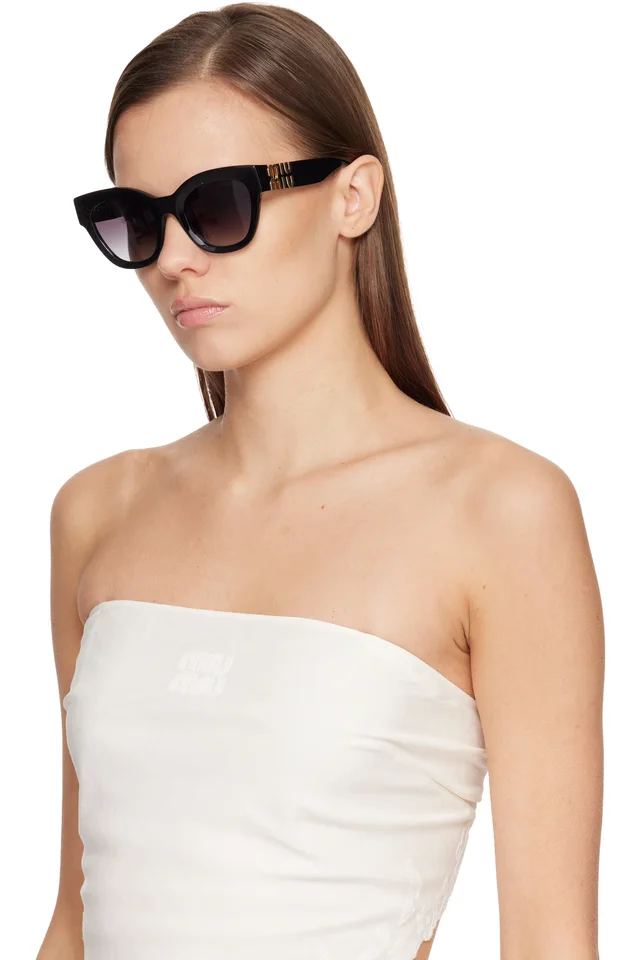 Miu Miu Eyewear Black Cat-Eye Gradient Sunglasses, photo 4 of 4 from SSENSE