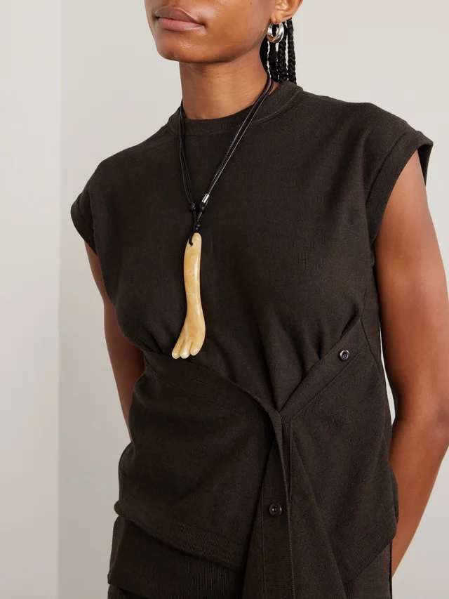 LEMAIRE Gua Sha Fork aragonite cord necklace in Beige, photo 2 of 2 from NET-A-PORTER (Canada)