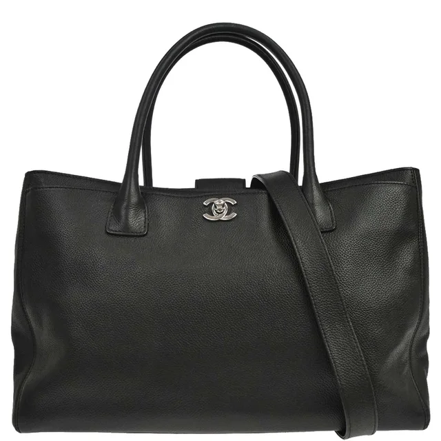 Chanel 2008-2009 Black Calfskin Executive Cerf 2way Shoulder Tote Bag in Black Calfskin from AMORE Vintage Tokyo