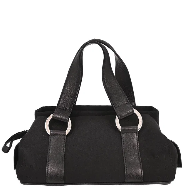 Bvlgari Black Canvas Logomania Handbag in Black Canvas from AMORE Vintage Tokyo