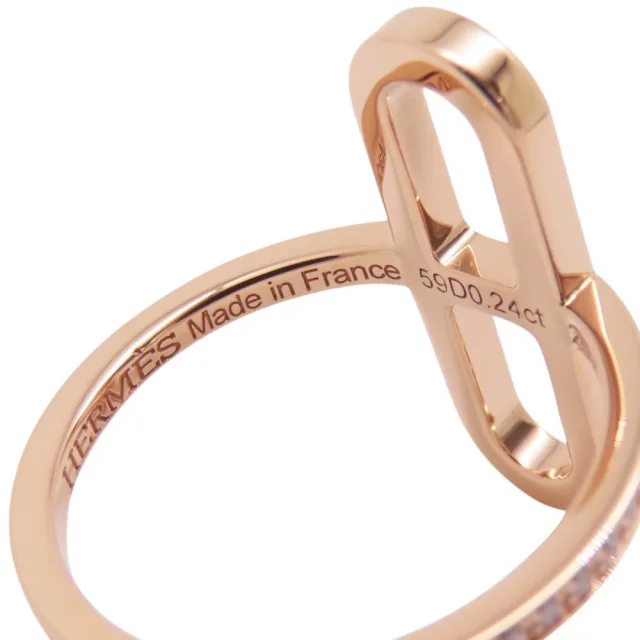 Hermès Ever Chaine d'Ancre Diamond Ring Size PM/50/#10H118643B 18K Pink Gold in Pink from GALLERY RARE, photo 8 of 10