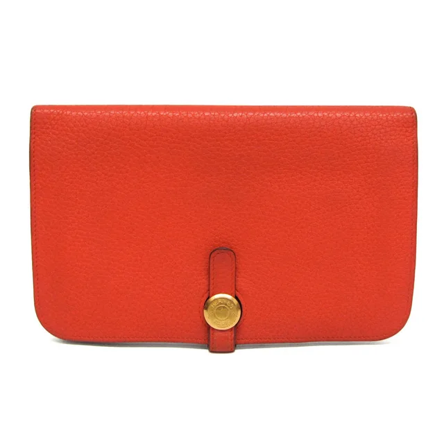Hermès Dogon Duo GM Men,Women Togo Leather Long Wallet (bi-fold) Capucine in Capucine Togo leather from Elady