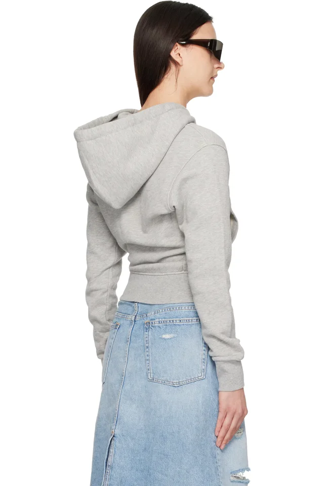 VAQUERA Gray Twisted Hoodie, photo 3 of 4 from SSENSE