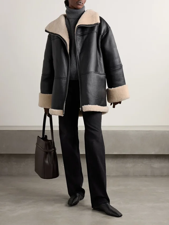 TOTEME Two-tone shearling jacket in Black, photo 2 of 2 from NET-A-PORTER (Canada)