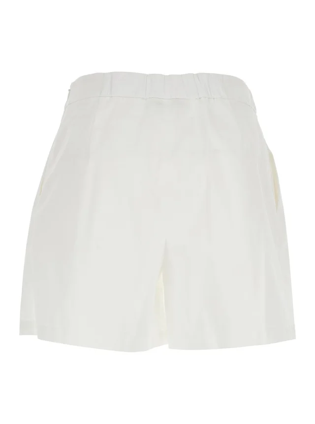 LEPLAIN White Women's Shorts with Semi-Elasticated Waist and Side Closure in Cotton Blend in White 66% Cotton 30% Nylon 4% Elastane, photo 4 of 6 from Gaudenzi Boutique