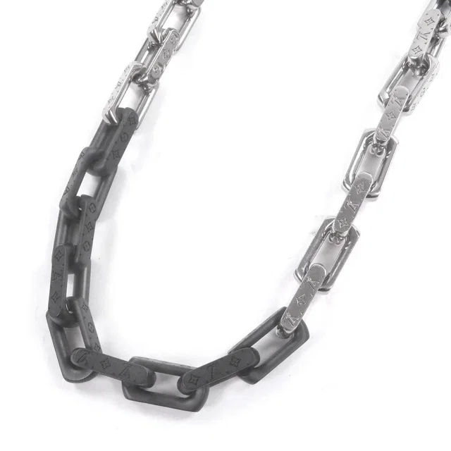 Louis Vuitton Necklace Monogram Silver Black in Black from The Reluxe