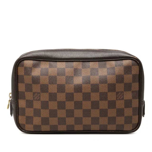 Brown Louis Vuitton Damier Ebene Trousse Toilette 25 Clutch Bag in Brown Canvas from Designer Revival