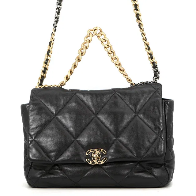 CHANEL 19 ChainShoulder Bag BlackAS1162 Shiny Lambskin Size Maxi in Lambskin from GALLERY RARE