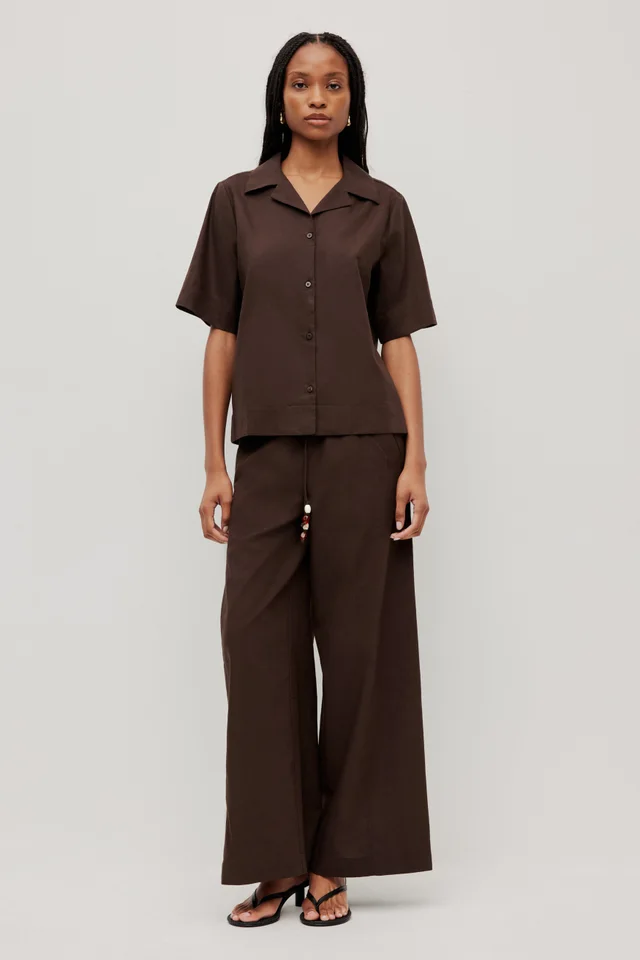 Aje Studio Carmine Short Sleeve Shirt in Brown from Aje, photo 1 of 1
