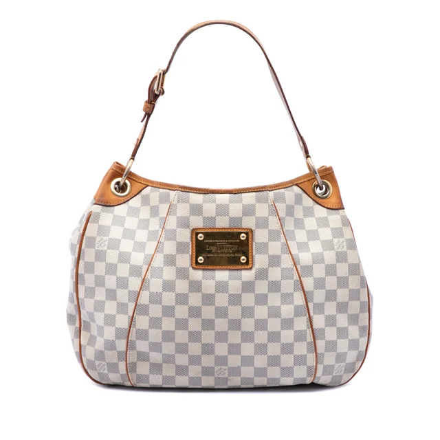 White Louis Vuitton Damier Azur Galliera PM Shoulder Bag in White Canvas from Designer Revival