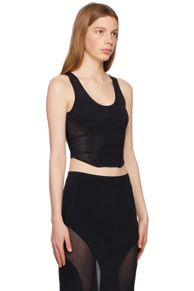 Dion Lee Black Corset Tank Top, photo 2 of 4 from SSENSE