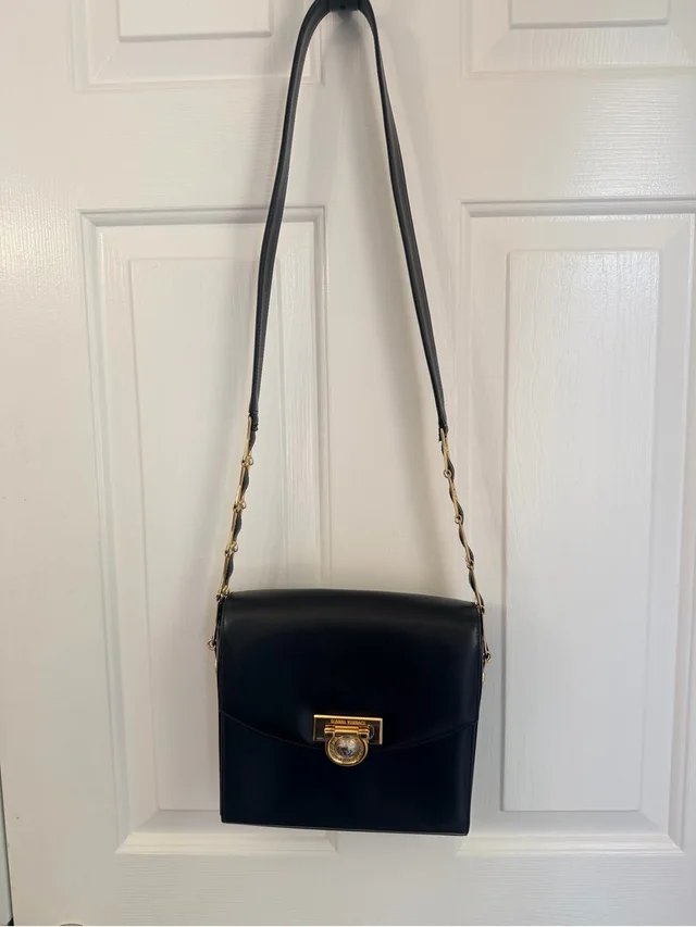 Versace Classic Black Leather Crossbody Shoulder Bag With Gold Hardware in black|gold Leather from Poshmark