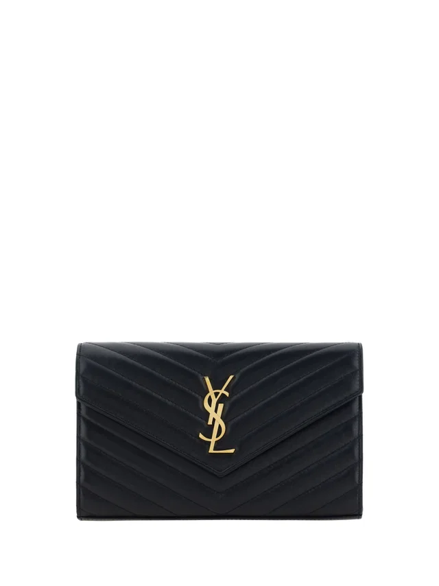 Saint Laurent Monogram Matelassé Leather Wallet — Black Lamb Ovis Aries in Black Leather from HEWI