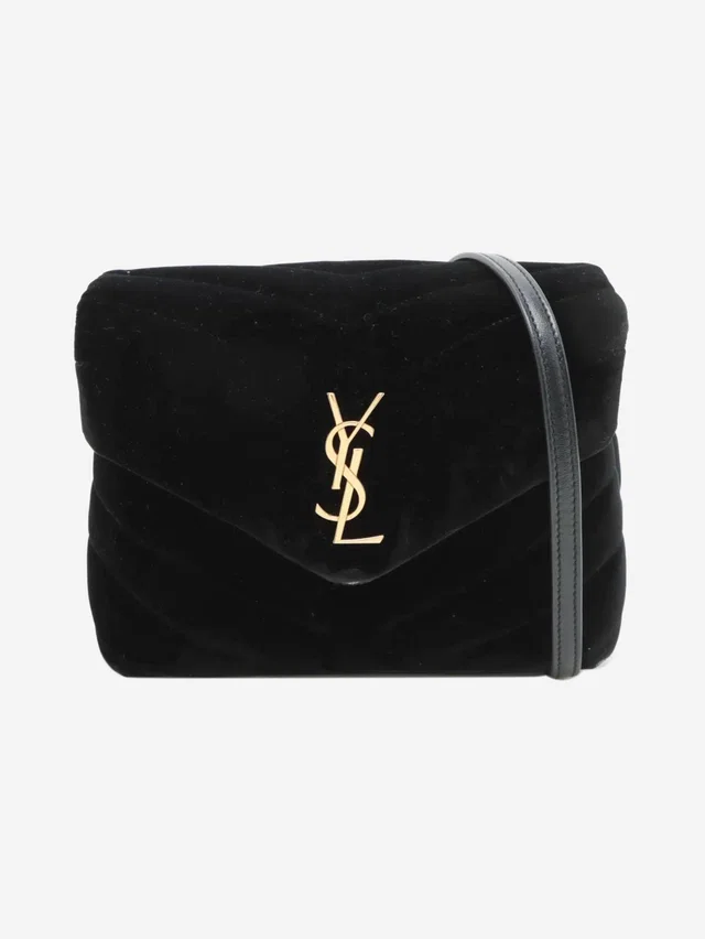 Saint Laurent Black Loulou velvet crossbody bag in Black Velvet from Sign of the Times