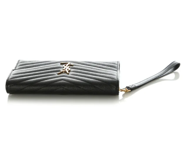 Saint Laurent Black Grain de Poudre Matelassé Cassandre Flap Pouch in Black Leather from Ann's Fabulous Finds, photo 7 of 9