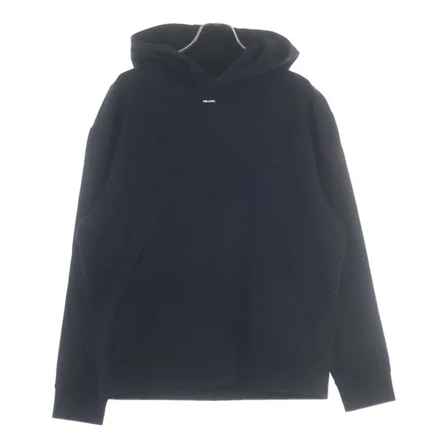 Prada Technical Cotton Hoodie Pullover Black Sweater in Black from The Reluxe
