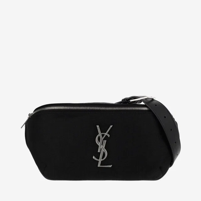 Saint Laurent Monogram Logo Belt Bag — Black Polyamide in Black Leather from HEWI