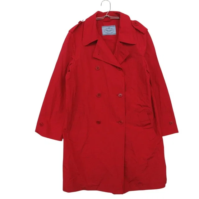 Prada Trench Coat Nylon Spring Jacket Red in Red Nylon from The Reluxe