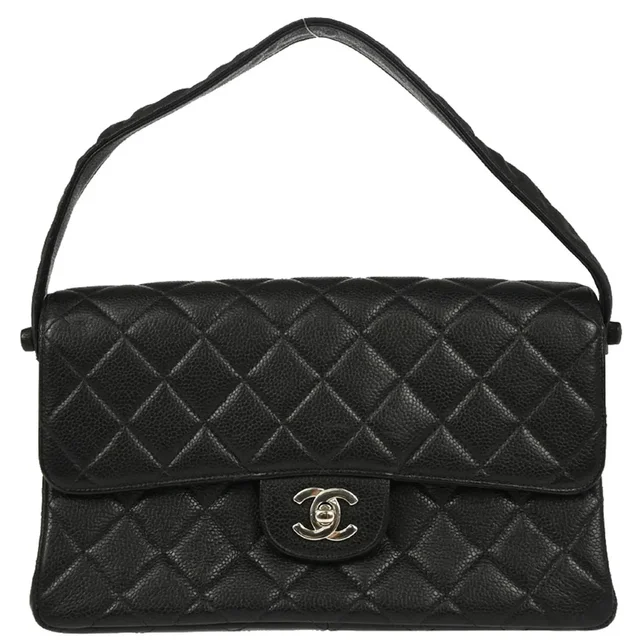 Chanel 1996-1997 Black Caviar Double Sided Classic Flap Shoulder Bag in Black Caviar leather from AMORE Vintage Tokyo