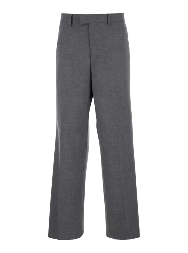 Gray Tailored Pants with Back Welt Pocket In Wool for Men in Grey, image 1 of 1 from Gaudenzi Boutique