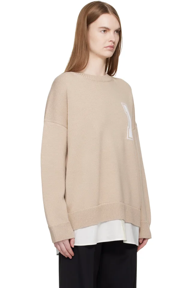 MM6 Maison Margiela Pink 'Two in One' Varsity Knit Sweater, photo 2 of 4 from SSENSE
