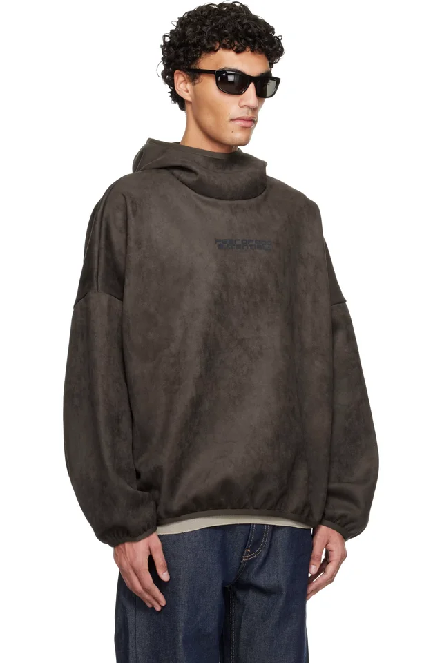 Fear of God ESSENTIALS Brown Holiday Faux-Suede Fleece Modern Hoodie, photo 2 of 4 from SSENSE