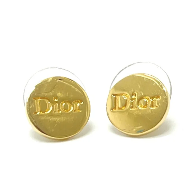 Dior Earrings Logo Round Metal Gold in Gold from The Reluxe