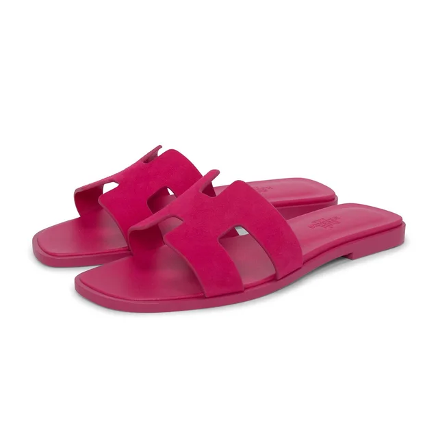 Hermès Oran Sandals 36 in Rose Sakura Suede from Blue Spinach