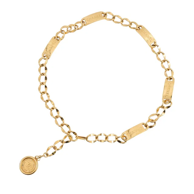 Chanel Coin motif with logo chain belt Gold Plated in Gold from GALLERY RARE
