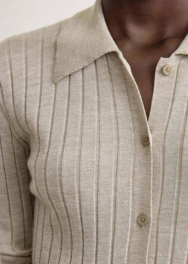Totême Ribbed-Knit Long Sleeved Cardigan, photo 6 of 6 from SENSER