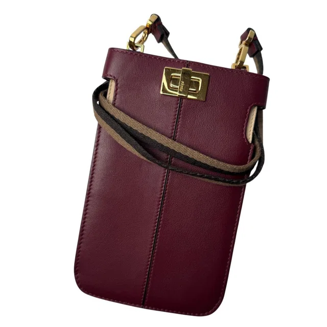 Fendi Peekaboo Leather Phone Pouch in Leather from The Reluxe