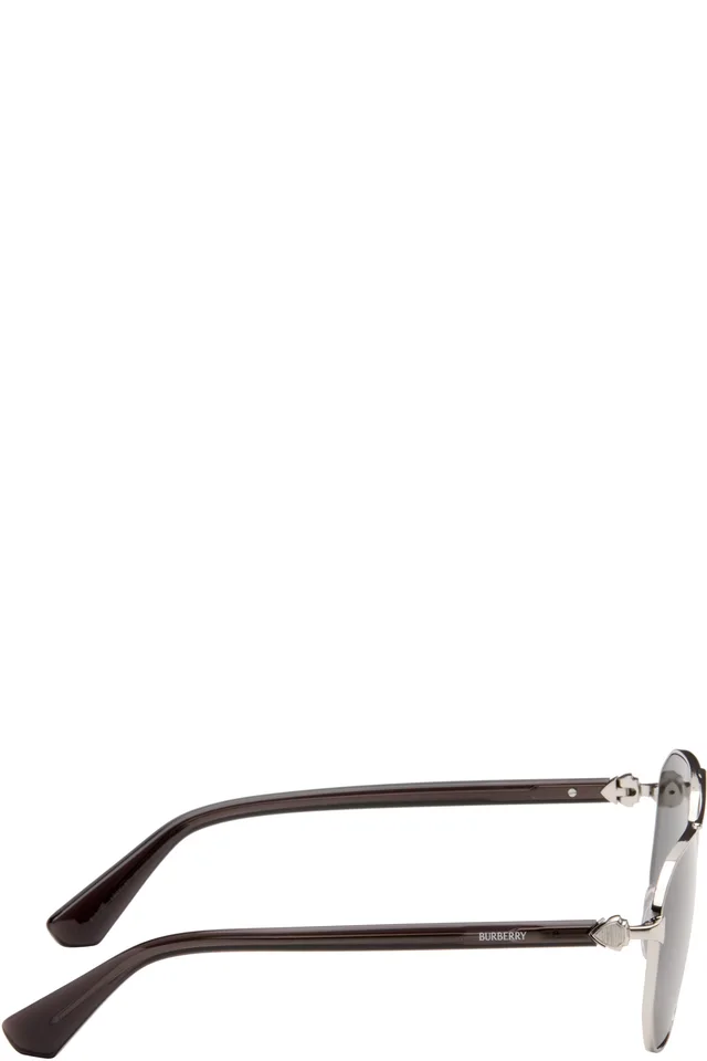 Burberry Silver Metal Shield Aviator Sunglasses​, photo 2 of 4 from SSENSE