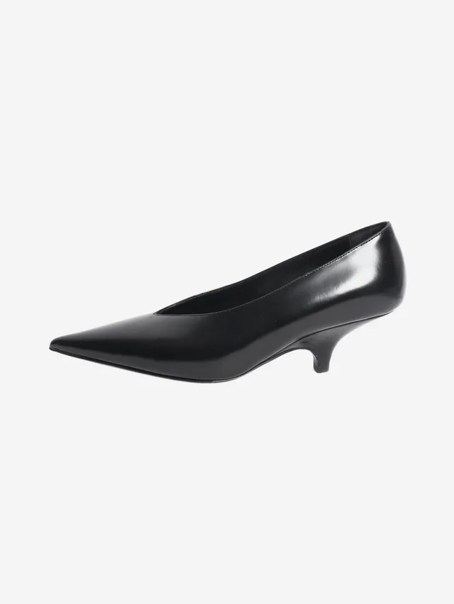 TOTEME Black sharp nappa kitten pumps - size EU 38 in Black Nappa leather from Sign of the Times