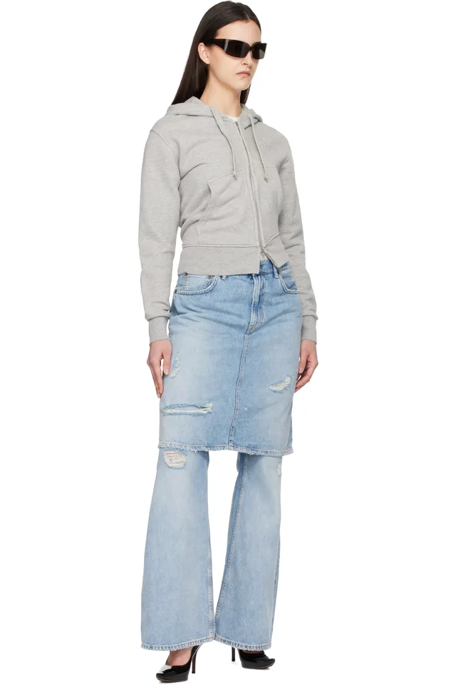 VAQUERA Gray Twisted Hoodie, photo 4 of 4 from SSENSE