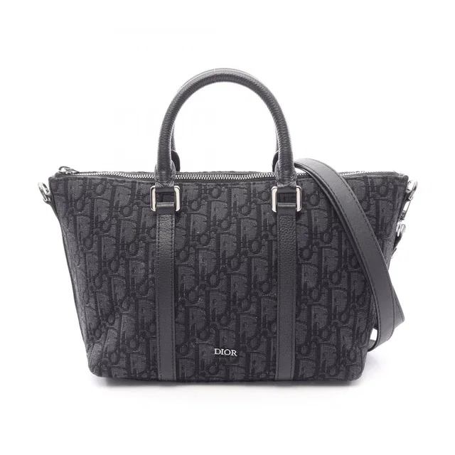 Dior Handbag Weekender 25 2-Way Black Canvas Leather in Black Canvas from The Reluxe