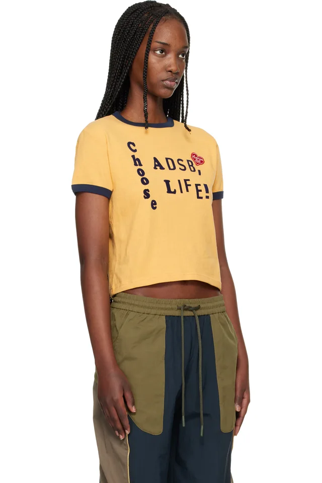 Andersson Bell Yellow 'Adsb' Flocking Baby Ringer T-shirt, photo 2 of 4 from SSENSE