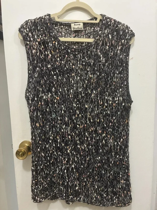 Acne Studios Black Multicolor Speckled Knit Sleeveless Jumper in multicolor from Grailed